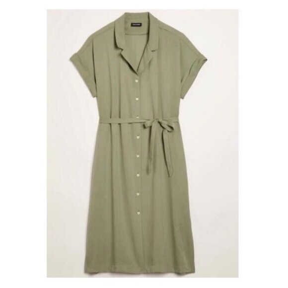 Frank & Oak Textured Camp Collar Midi Shirt Dress Button Down Up Front Casual XL - Picture 2 of 14